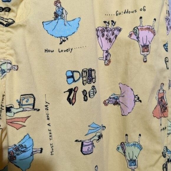 Vintage Bill Blass capri pants yellow woman pattern cotton EUC how lovely sz 8 - Picture 5 of 9